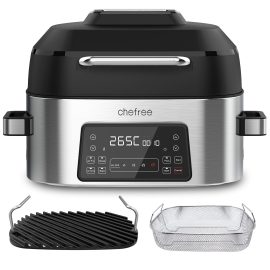 Coupon Chefree AFG01 Indoor Grill and Air Fryers Oven Combo 8-in-1 Smart Muticooker XL 6L Electric Grill with Griddle