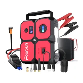 Coupon Foursun 26800Mah 4000A Portable Car Jump Starter with Air Compressor 25Bars Digital Tire Inflator with LED Light