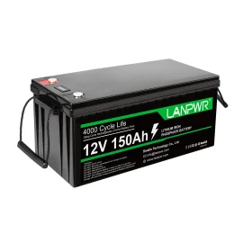 Coupon LANPWR 12V 150Ah LiFePO4 Battery Pack 1920Wh Lithium Battery Built-in 100A BMS IP65 Waterproof for Replacing Most of Backup Power Home Energy Storage and Off-Grid