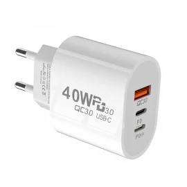Coupon Olaf 60W 3-Port USB PD Charger Dual USB-C+USB-A PD QC3.0 Fast Charging Wall Charger Adapter EU Plug US Plug for iPhone 13 14 14Pro 14 Pro Max for Huawei Mate50 for Samsung Galaxy S23 for Oppo Reno9 – EU Plug