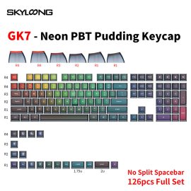 Coupon SKYLOONG GK7 126PCS Mechanical Keyboard Keycaps Set Neon PBT Pudding Backlit Key Cap For DIY Customized 61/87/104/108 Key Mechanical Keyboard