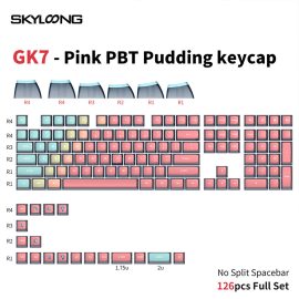 Coupon SKYLOONG GK7 126PCS Mechanical Keyboard Keycaps Set Pink PBT Pudding Backlit Key Cap For DIY Customized 61/87/104/108 Key Mechanical Keyboard