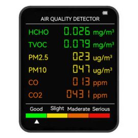 Coupon 6 In 1 PM2.5 PM10 HCHO TVOC CO CO2 Monitor Multifunctional Air Quality Tester for Home Office Hotel