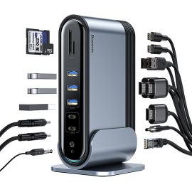 Coupon Baseus 17 in 1 Type C Docking Station USB Adapter with USB2.0+2 USB3.0+3 USB C+2 HDMI+3 RJ45 USB C PD+2 SD or TF 3.5mm Audio for Phone PC Laptop Huawei Xiaomi