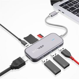 Coupon BlitzWolf® BW-TH5 7 in 1 USB-C Data Hub with 3-Port USB 3.0 TF Card Reader USB-C PD Charging 4K Display USB Hub for MacBooks Notebooks Pros