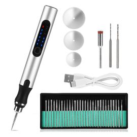 Coupon Electric Engraving Pen Kit Portable Mini Nail Rig Tool DIY Spin Etch Pen for Engraving Glass Metal Jewelry Wood Stone Nail Art