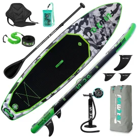 Coupon FunWater Inflatable Paddle Board 12~15PSI Maximum Load 150KG Stand Up Portable Surfboard Pulp Board 330*84*15CM With Backpack, Chair ,Waterproof Phonecase, Air Pump ect