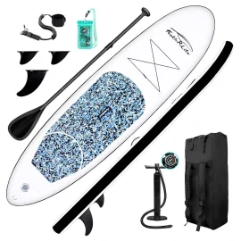 Coupon FunWater Inflatable Stand Up Paddle Board Surfboard 10” Long 30′ Wide 6′ Thick Complete Paddleboard Accessories Adjustable Paddle, Pump, ISUP Travel Backpack, Leash, Waterproof Bag, Adult Paddle Board SUPFR04A
