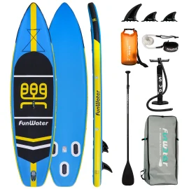Coupon FunWater Inflatable Stand Up Paddle Board Surfboard 335x84x15cm Ultra-Light for All Levels with 10L Dry Bag Travel Backpack SUPFW03B