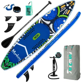 Coupon FunWater Inflatable Stand Up Paddle Board Surfboard Complete Paddleboard Accessories Adjustable Paddle, Pump, ISUP Travel Backpack, Leash, Waterproof Bag, Adult Paddle Board SUPFR02A