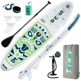 Coupon FunWater Inflatable Ultra-Light (17.6lbs) Paddle Board for All Skill Levels Everything Included with Stand Up Paddle Board, Adj Paddle, Pump, ISUP Travel Backpack, Leash, Waterproof Bag