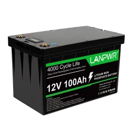 Coupon LANPWR 12V 100Ah LiFePO4 Lithium Battery Pack Backup Power 1280Wh Energy 4000+ Deep Cycles Built-in 100A BMS 24.25lb Light Weight Support in Series Parallel Perfect for Replacing Most of Backup Power RV Boats Solar Trolling Motor Off-Grid