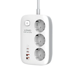 Coupon LDNIO 3250W 7-Port Power Strip 2USB-A+2USB-C+3 Socket PD QC3.0 Fast Charging Desktop Charging Station EU Plug for iPhone 12 13 14 14 Pro for Samsung Galaxy S23 for Redmi K60 for Oppo Reno9
