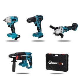 Coupon MUSTOOL 1 Set 800N.M Electric Wrench Hammer Power Drill Machine Angle Grinder with/without Battery – two battery & EU plug