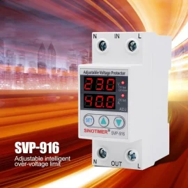 Coupon SINOTIMER SVP-916 230V 40A/63A Adjustable Auto-recovery Under/Over Voltage Protector Relay Breaker Protective Device With LED