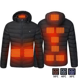 Coupon TENGOO HJ-09 Men 9 Areas Heated Jacket USB Winter Outdoor Electric Heating Jackets Warm Sprots Thermal Coat Clothing Heatable Cotton jacket