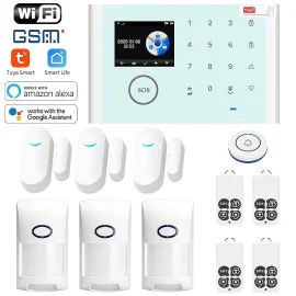 Coupon Tuya WiFi Home Alarm System Host Kit Wireless GSM Anti-theft Alarm Multifuctional Burglar System for Home Safety Work with Alexa Google