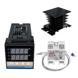 Coupon Upgrade REX-C100 Digital PID Temperature Controller Thermostat SSR output Max.40A SSR Relay K Thermocouple Probe High Quality