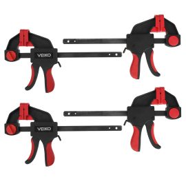 Coupon VEIKO 4Pcs 6/12inch Quick-Grip Bar Clamp One-Handed Clamp Spreader Light-Duty Quick-Change F Clamp with 100KG Load Limit Woodworking Clamp