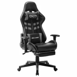 Coupon vidaXL Gaming Chair With Footrest PU Leather Home Office Adjustable Height Black Grey