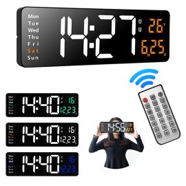 Coupon AGSIVO 16 Inch Digital Wall Clock Large LED Display with Remote Control / Automatic Brightness / Indoor Temperature / Date / Week / 12/24H For Home Office Classroom