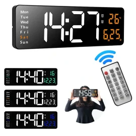 Coupon AGSIVO 16 Inch Digital Wall Clock Large LED Display with Remote Control / Automatic Brightness / Indoor Temperature / Date / Week / 12/24H For Home Office Classroom