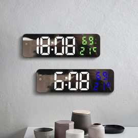Coupon AGSIVO Digital Wall Clock Alarm Clock Large LED Display with Automatic Brightness / Indoor Temperature / Humidity Monitor / 12/24H For Home Office Classroom