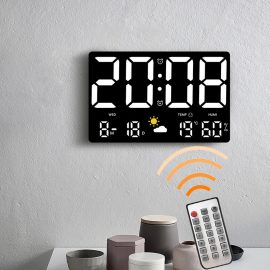 Coupon AGSIVO Large Digital Wall Clock Alarm Clock Large LED Display with Remote Control / Automatic Brightness / Indoor Temperature / Humidity / Date / Week / 12/24H For Home Office Classroom