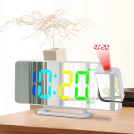 Coupon AGSIVO RGB Projection Digital Alarm Clock with Snooze / Mirror Surface / Adjustable Brightness For Bedroom Living Room Classroom