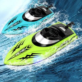 Coupon HXJRC HJ811 2.4G 4CH RC Boat High Speed LED Light Speedboat Waterproof 20km/h Electric Racing Vehicles Models Lakes Pools Remote Control Toys