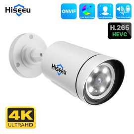 Coupon Hiseeu 4K 8MP PoE IP Camera Outdoors Night Vision Motion Detection Two-way Intercom H.265+ ONVIF Video Surveillance Audio Record CCTV Home Security Cameras