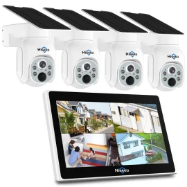 Coupon HISEEU WK-107-4TD403 4MP Wireless PTZ Camera with Solar Panel Night Vision PIR Detection APP Notification Audio Intercom IP66 Waterproof Outdoors WIFI Security Camera System EU Plug