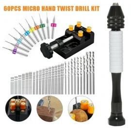 Coupon Mini Micro Hand Drill Manual Twist Drill Bits Set Woodworking Craft Rotary Tools for Jewelry Craft Carving Hand Drill – 60pcs Micro Hand Twist Drill Kit