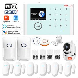Coupon Wireless GSM Burglar Alarm Tuya Smart Home WiFi Alarm System Kit Multifuctional Anti-theft Security Device Kit with Alexa Google