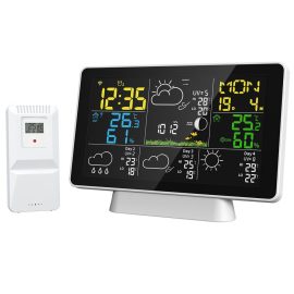 Coupon AGSIVO Tuya Wifi Wireless Weather Station Alarm Clock With 7.5 Inch Display / Atomic Clock / Weather Forecast / Outdoor Thermometer / Air Pressure / Moon Phase