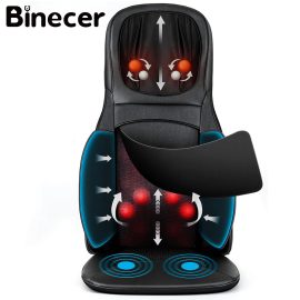 Coupon Binecer MP1.2 Neck And Back Massager With Heat Shiatsu Massage Chair Portable With Rolling Kneading Massage Cusion For Full Back Neck Shoulder