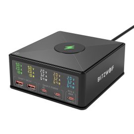 Coupon BlitzWolf® 868H 160W 5-Port USB PD Desktop Charger Dual USB-A QC3.0+Dual PD65W Type-C+65W Type-C PD3.0 with 15W 10W 7.5W 5W Wireless Fast Charger for iPhone 14 14 Pro Max for Samsung Galaxy Z Fold 4 S22 Ultra