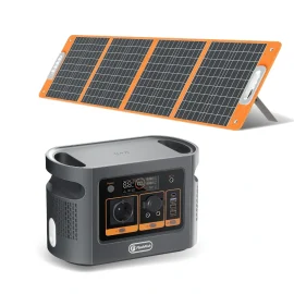 Coupon FlashFish QE01D UPS 600W 448Wh Portable Power Station LiFePO4 Lithium Battery Pack with 1Pc TSP 18V 100W Foldable Solar Panel, Support in Solar Panels Backup Power Home Energy Storage Outdoor Camping Power Generator