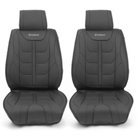 Coupon KROAK 2PCS Universal PU Nappa Leather Car Front Left Right Seat Cover Breathable Soft Four Seasons