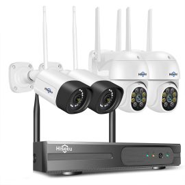 Coupon Hiseeu 8WK-4HBC25 Wireless Camera Security System Kit 5MP 5X Digital PTZ 4CH Outdoor CCTV Camera Set 2 way audio IP66 Video Surveillance for Home Safety EU Plug