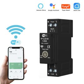 Coupon Tuya WiFi Intelligent Circuit Breaker 1P 63A Energy Monitor Real-time Tracking Energy Consumption with Alexa Google Assistant Compatibility Remote Control for Home Office Apartment