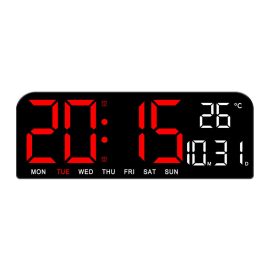 Coupon 9 Inch Large Digital Wall Clock Temperature Date Week Timing Countdown Light-sensing Table Clock 2 Alarm 12/24H LED Alarm Clock