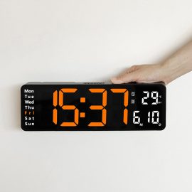 Coupon AGSIVO 13 Inch Digital Wall Clock Large LED Display with Remote Control / Automatic Brightness / Indoor Temperature / Date / Week / 12/24H For Home Office Classroom