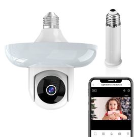 Coupon Guudgo Tuya 3MP WiFi Blub Camera Wireless PTZ IP Cam Color Night Vision Motion Detection Two way Talk Outdoors Security Cameras APP Phone Control
