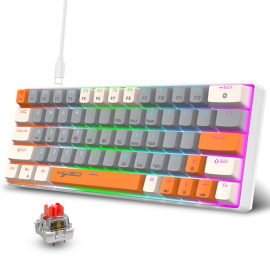 Coupon HXSJ V500 63-key Wired Mechanical Gaming Keyboard Hot Swappable Red Switch RGB USB Type-C 60% Layout Gaming Keyboard