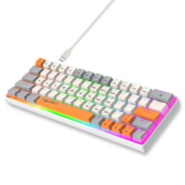 Coupon HXSJ V500 63 Keys Wired Mechanical Gaming Keyboard Hot Swappable Blue Switch RGB USB Type-C 60% Layout Gaming Keyboard