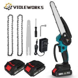 Coupon VIOLEWORKS 8 Inches 1200W Electric Cordless Chain Saw Brushless Motor With 2500mAh 1 or 2 Batteries