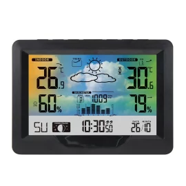 Coupon Wireless Weather Station Clock Digital Indoor Thermometer Hygrometer Meter 12H Air Pressure Record Moon Phase Barometer Weather Forecast Temperature Alarm Clock