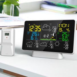 Coupon AGSIVO Tuya Wifi Wireless Weather Station Alarm Clock With 7.5 Inch Display / Atomic Clock / Weather Forecast / Outdoor Thermometer / Air Pressure / Moon Phase