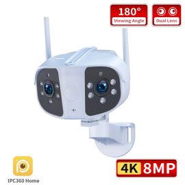 Coupon Guudgo 4K 6MP or 8MP WiFi PTZ Camera Dual Lens Panoramic Fixed Camera 180 Wide Viewing Angle Night Vision Two way Talk IP66 Outdoors Security Cameras EU Plug